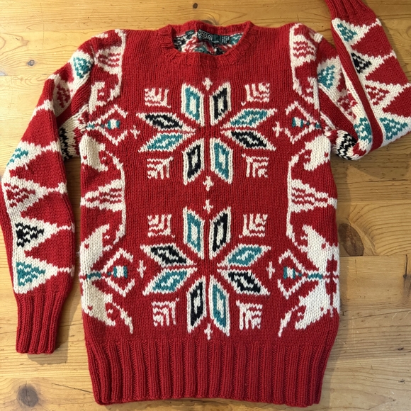 Polo Ralph Lauren Sweaters - Vintage Rare Ralph Lauren Hand-Knit Nordic Snowflake 90s Polo Sweater
